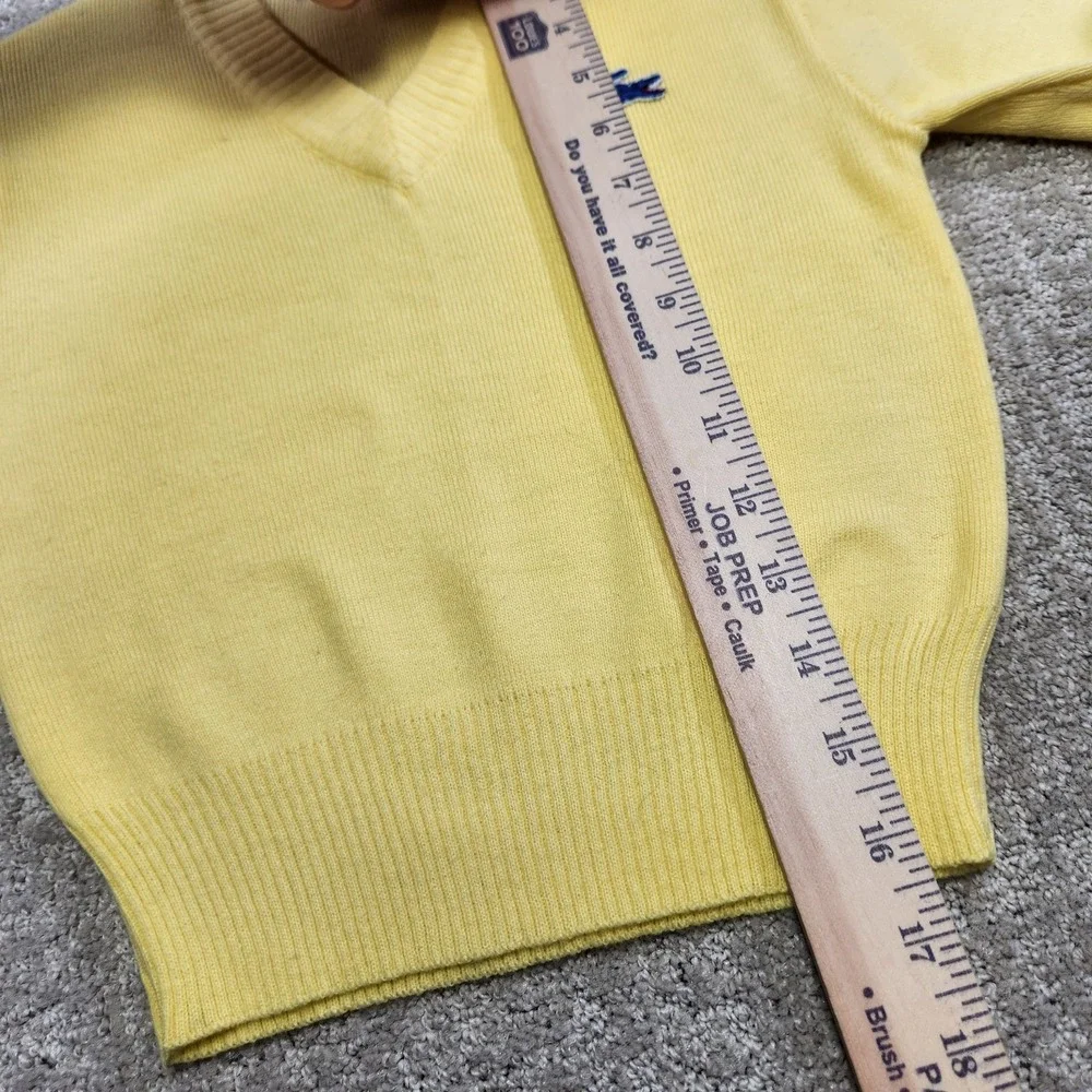 Vintage‎ Izod Lacoste Sweater Kids 6 Yellow V Neck Preppy Tennis 80s 90s Knit